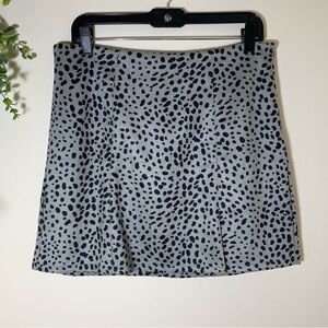 🩶+🖤Cheetah Print Grey+Black Faux Suede Single Slit Skirt Women’s Size Large